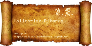 Molitorisz Rikarda névjegykártya